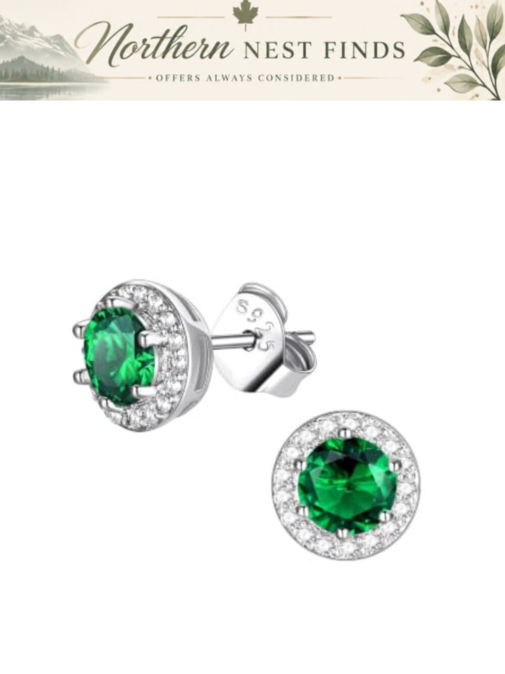 Birthstone Stud Earrings with 925 Sterling Silver Posts Hypoallergenic Jewelry